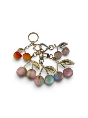 Multicolor Cherry Keychain Charm - Fashionable Fruit Key Rings